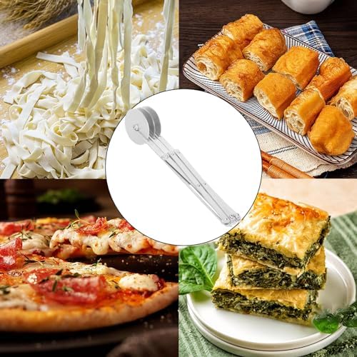 3 Wheel Pizza Slicer, Stainless Steel Pizza Cutter Dough Bread Pastry Cutter, Multi-Round Dough Cutter Roller, Kitchen Baking Tool