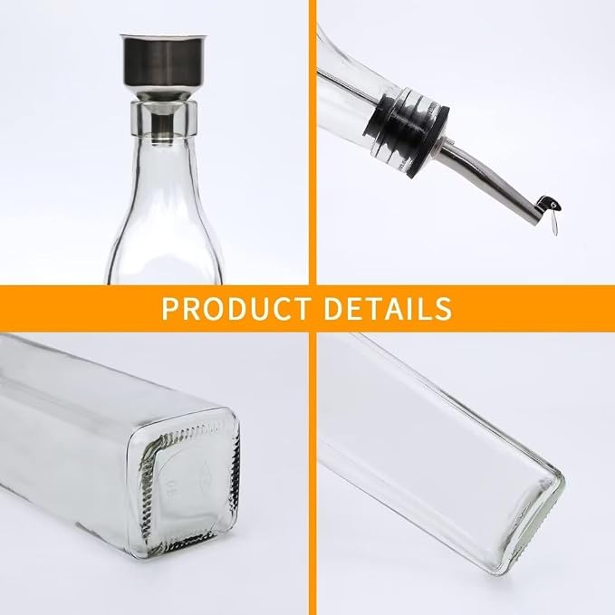 Salzesfalls 8Pcs 17oz Olive Oil Dispenser Bottle, Oil Dispenser for Kitchen | Glass Cooking Oil Dispenser, Vinegar Cruet Bottle with Pourers, Oil and Vinegar Dispenser Set with Pourers, Corks, Caps