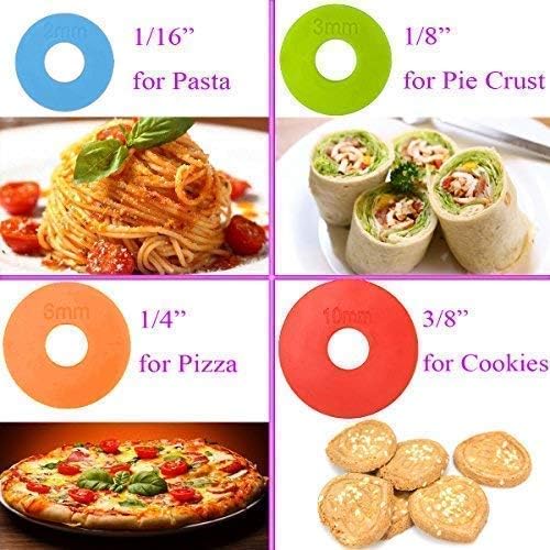 17 Inch Rolling Pin, Non Stick Stainless Steel Dough Roller with 1/16, 1/8, 1/4 and 3/8 Inch 4 Pairs Detachable Thickness Guide Rings for Baking/Dough/Pizza/Pie/Pastries/Pasta/Cookies …