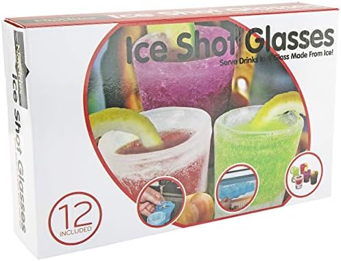 Fairly Odd Novelties 12pc Set-Add Water & Freeze to Make Ice Shot Glasses-Includes Serving Tray, One Size, Blue,FON-10051