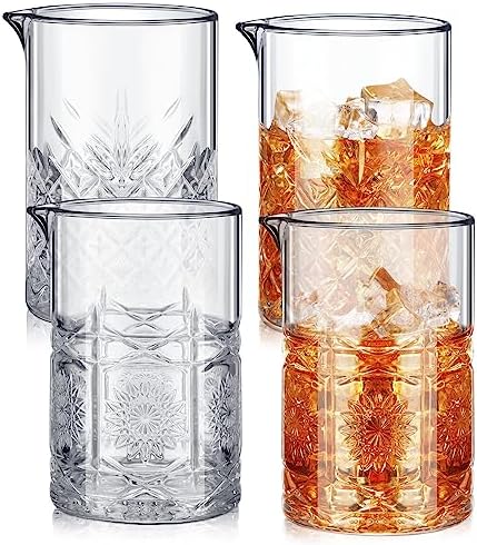Inbagi 4 Pcs Cocktail Mixing Glass 23.67 oz Cocktail Shakers Stirring