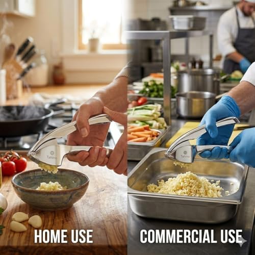 TAHINO Garlic Press Crusher & Mincer – Heavy Duty Zinc Alloy Garlic Press, Ergonomic Easy Squeeze Handheld Garlic Crusher Tool, Rust Resistant Kitchen Garlic Mincer