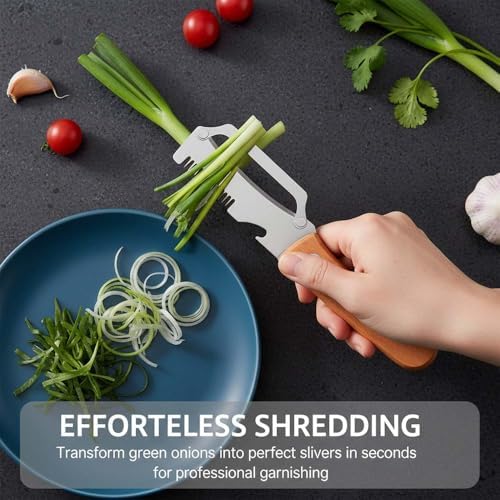 Multi-Functional Vegetable Peeler with Julienne Slicer & Bottle Opener, Stainless Steel Blade & Wooden Handle, Ergonomic Kitchen Tool for Peeling, Slicing & Shredding Fruits & Veggies (Style-A, 1PC)