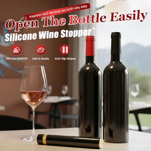 Air Pump Wine Bottle Opener, Air Pressure Pump Wine Bottle Opener with 4 Silicone Wine Stopper, Needle Type Wines Cork Opener Travel Portable Pocket Corkscrew Bottles Opener for Party (Gold)