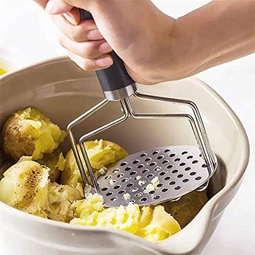 Potato Masher, Premium Heavy Dual-Press Stainless Steel Potato Ricer for Baby Food, Fruits, Vegetables, Baking, With Non Slip Handle