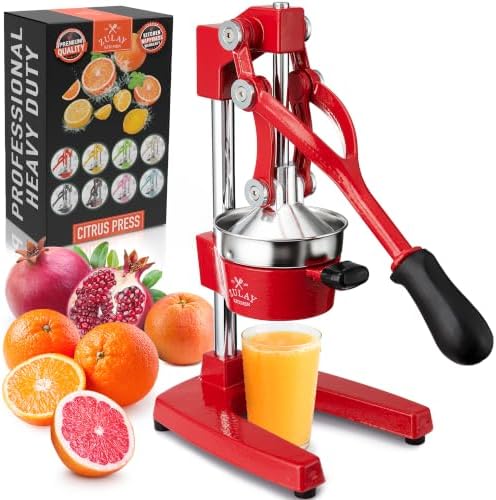 Zulay Kitchen Cast Iron Juicer - Heavy Duty Orange Juicer with Detachable Strainers for Easy Cleaning, Citrus Press for Citrus Fruits, Perfect for Bartenders, Juice Lovers & Health Enthusiasts