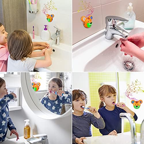 LUXSWAY Cute Animal Toothbrushing Timer for Kids with Musical Volume, 2 Minute Kid Timer for Teeth, 20 Seconds Wash Hand for Kids Training, Rechargeable Colored Led Light Visual- Tiger