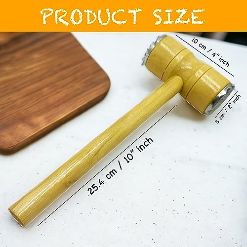 Meat Tenderizer Mallet, Manual Tenderizing Tool for Beef, Pork, Poultry (Metal)