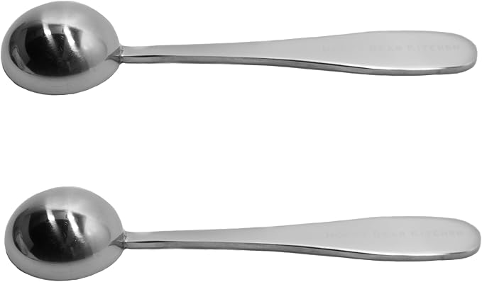 Honey Bear Kitchen 7.5 ml '1 perfect tea spoon' Measuring Scoop Spoons, Polished Stainless Steel, Set of 2