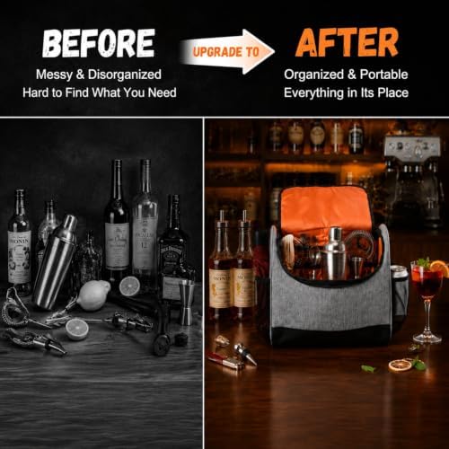 WUWEOT Travel Bartender Bag, Portable Bar Bag, Mixology Bartending Backpack with Padded Compartments and Handle for Tools Set Storage Cocktail Shaker and Wine Bottle Carrier