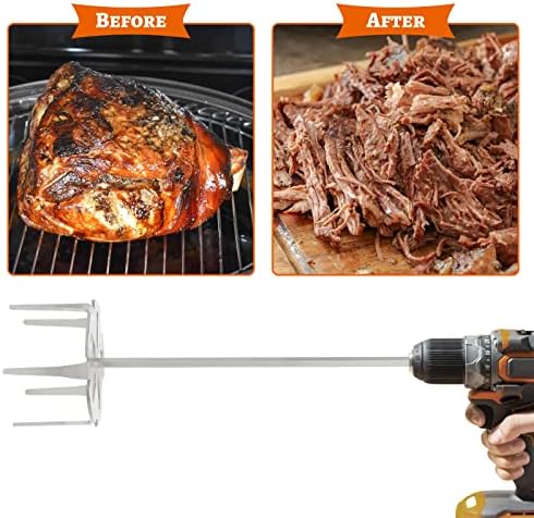Pork Puller,Stainless Steel Meat Shredder Used with Standard Hand Drill for Beef,Chicken,Potato Masher and Tamale Meat (4 Inch)