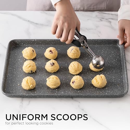 Social Chef Stainless Cookie Scoop Set - Small Cookie Dough Scooper for Great Cookies Sized Cookies - Small Ice Cream Scooper with Trigger Release, 3 Pack, Black