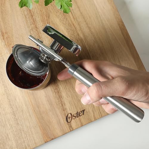 Oster Chadswyck 8” Can Opener, Stainless Steel Manual Can Opener with Soft Grip Handles, Smooth Edge Cutting, Dishwasher Safe