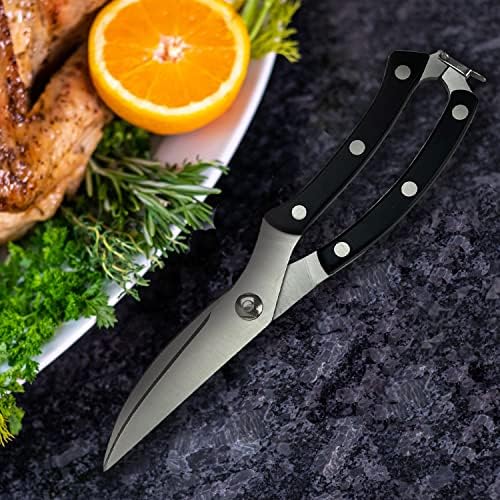 BBQ Butler Poultry Shears - Heavy Duty Chicken Shears - Meat Cutting, Poultry, Spatchcock Scissors - Black