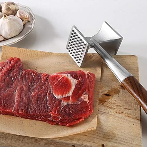 Meat Tenderizer Hammer Dual-Sided Meat Pounder Tool with Wooden Handle for Steak, Beef Poultry Mallet for Kitchen