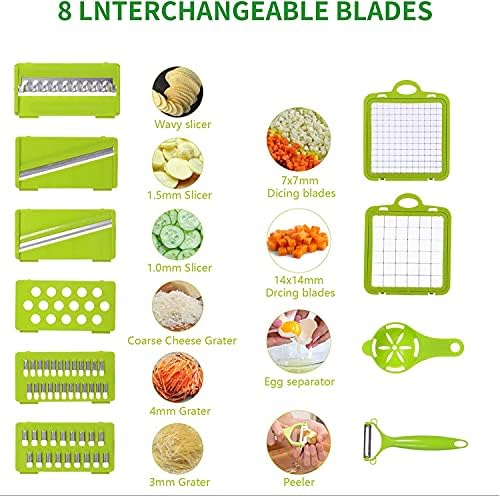 Zbyoujer Vegetable Chopper,14-in-1 food chopper vegetable chopper dicer slicer cutter Onion Chopper Onion Cutter Potato Salad Fruit Carrot Chopper with Container Chopper Vegetable Cutter