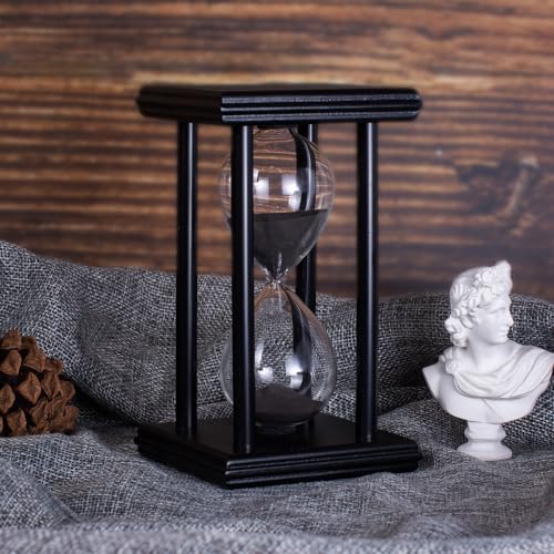 BELLAWARE Hourglass Timer with Black Sand, 15 Minute Wooden Sand Timer