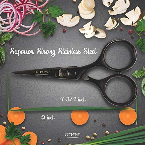 O'Creme Chef Scissors All Stainless Steel Garnishing Snips, Gold