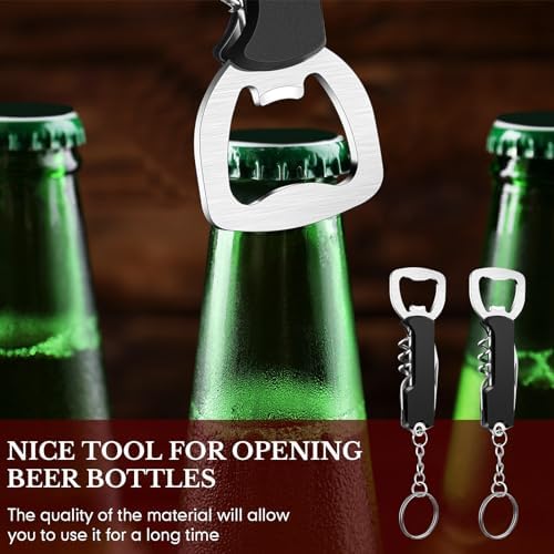 Ziliny 24 Pcs Wine Bottle Opener Keychains Bulk Corkscrew, Black