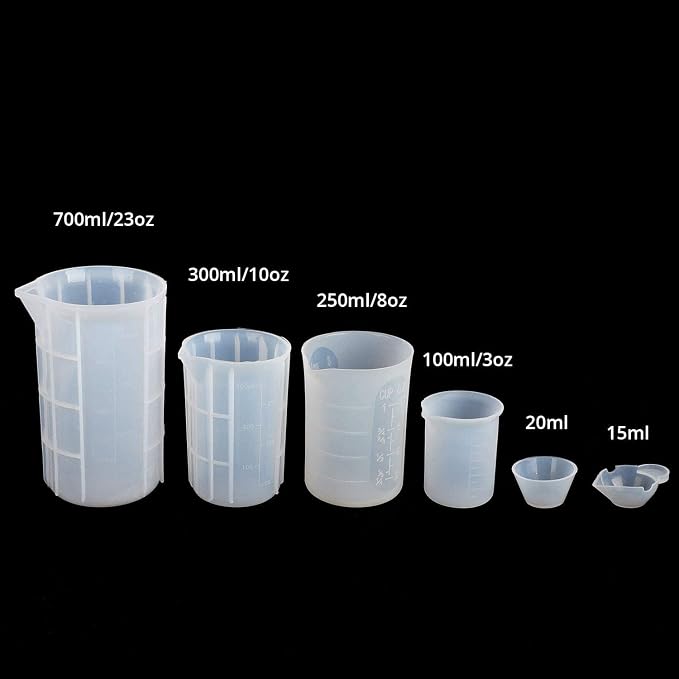 Gartful 9PCS Silicone Mixing Cups Set, Resin Casting Tool Kit, DIY Craft Set for Epoxy, 1pcs 700ml Oversize Measuring Cup, 1pcs 250ml Large and 3pcs 100ml Reusable Measurements Cups, 4pcs Mixing Cups
