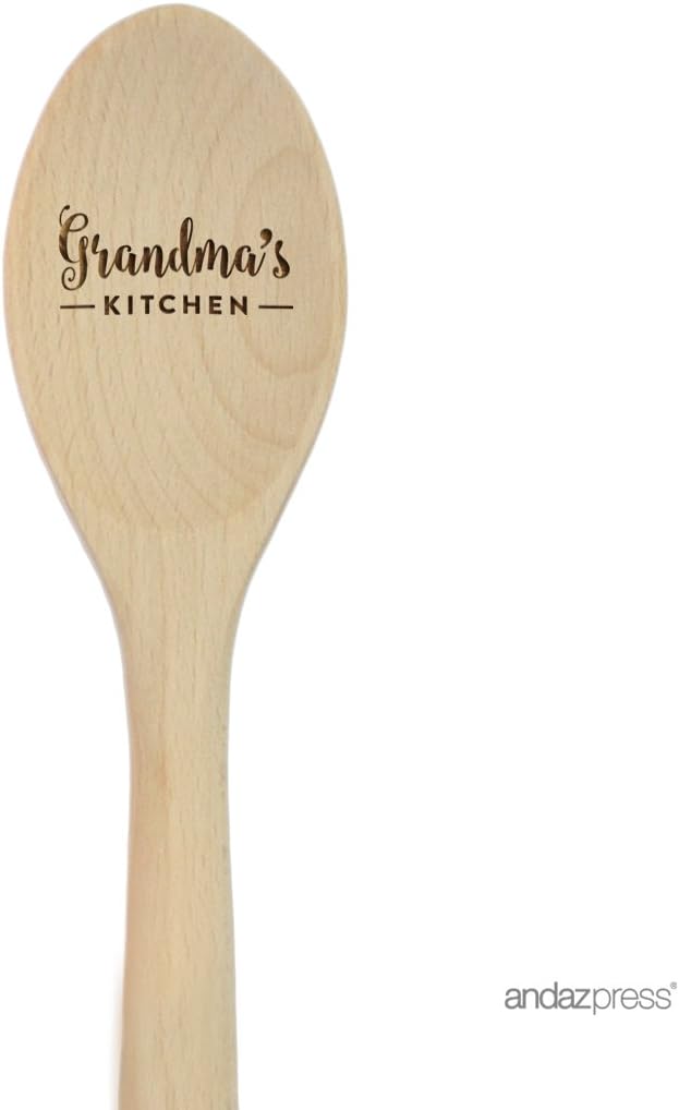 Andaz Press Laser Engraved Wooden Mixing Spoon, 12-inch, Grandma's Kitchen, 1-Pack, Nana Grandmother Mothers Day Spoons for Moms Gift for women Grandmother Kitchen
