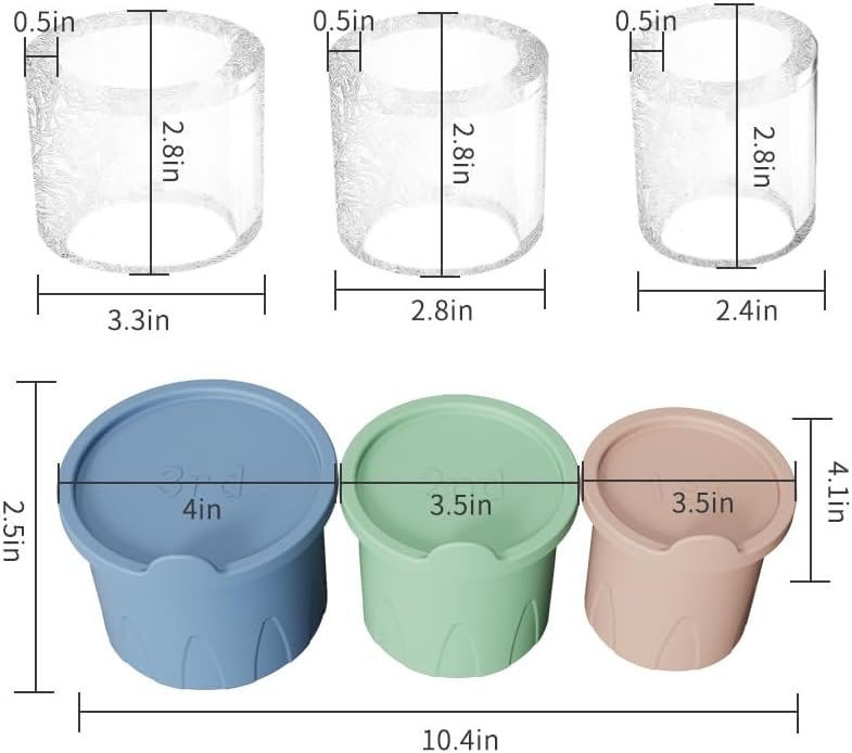 Ice Mold for Stanley Cup, 3 Pcs Silicone Ice Cube Tray for Tumbler 20/30/40oz Hollow Cylindrical Ice Molds with Lid for Freezer, Whiskey, Juice, Coffee, Cocktail, Ice Drink (Pink)
