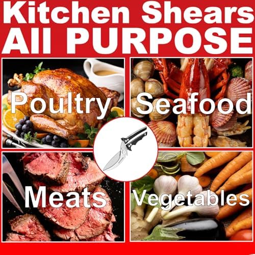 Poultry Shears Heavy Duty, Kitchen Scissors All Purpose, Chicken, Fish, Meat, Black