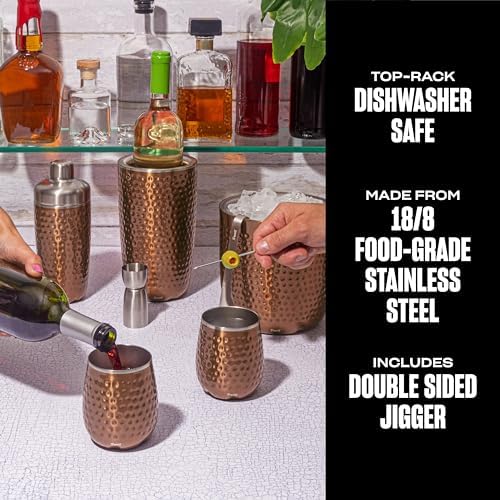 S'well Stainless Steel Shaker Set with Jigger, 18oz, Dipped Metallic, Triple Layered Vacuum Insulated Container Keeps Cocktails Colder for Longer, BPA Free Barware