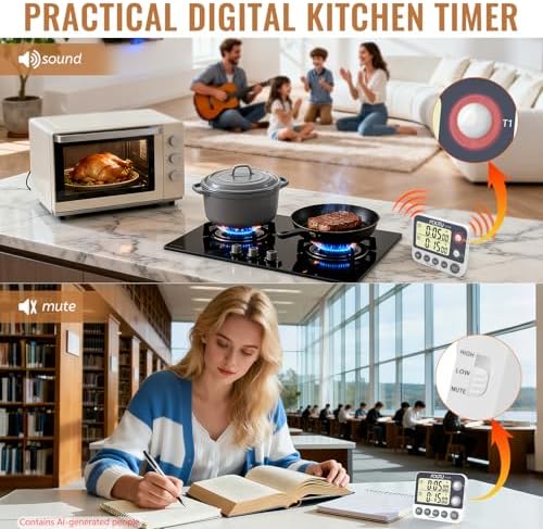 Digital Dual Kitchen Timer, 2Groups Count Up/Down Timer for Cooking