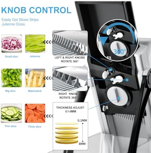 Safe Mandoline Slicer for Kitchen, Vegetable Chopper, Zucchini Spiralizer