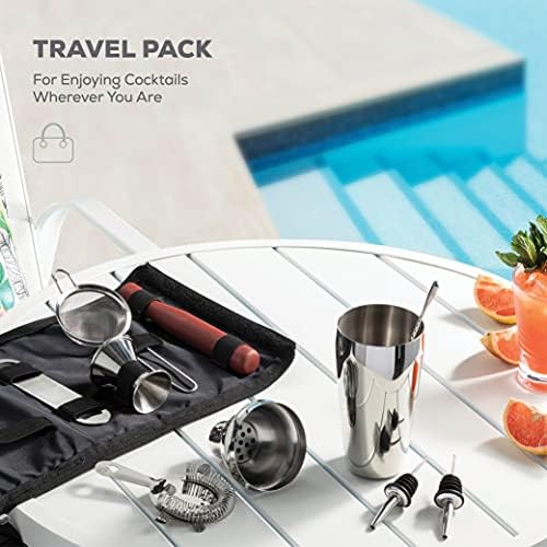 FineDine Stainless Steel Cocktail Shaker Set, 10-Piece Bartender Kit