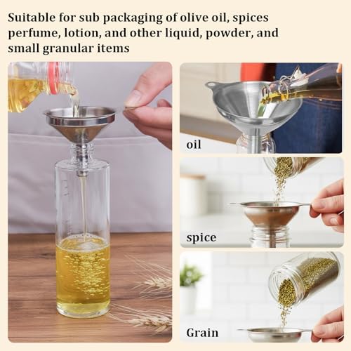 6-Piece Stainless Steel Funnels Set, Spice Funnel for Kitchen Use, Durable Funnels for Transferring Liquids and Powders, Spice Funnel organizing Kitchen Spices, Filling Bottles with Condiments