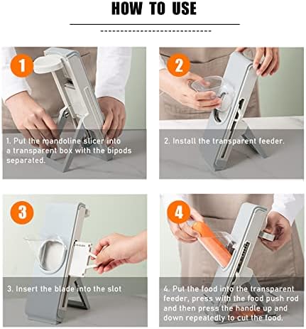 Safe Mandoline Slicer, Food Chopper Mandolin Slicer Cooking Tools, Vegetable Cutter, Stainless Steel Grater, Adjustable Julienne Slicer Kitchen Gadgets for Tomato Onion Potato Cheeses Fruit Chip