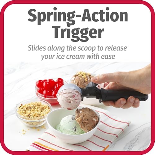 GoodCook Deluxe Ice Cream Scoop with Trigger With Comfortable Grip & Easy-Release Lever Dishwasher Safe, 2-Ounce Scoop, Black
