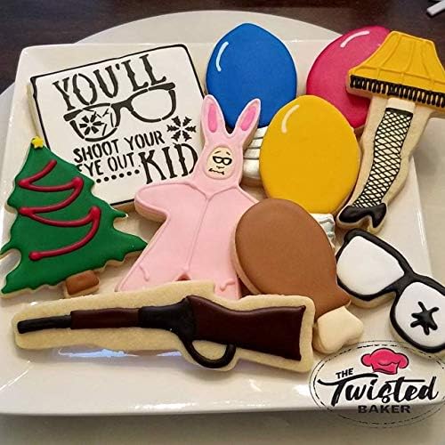 Christmas Story Cookie Cutter 7 Piece Set from The Cookie Cutter Shop - Leg Lamp, Christmas Tree, Turkey Leg, Christmas Light Bulb, Bunny Suit, Rifle Cookie Cutters – Tin Plated Steel Cookie Cutters
