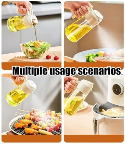 Oil Dispenser for Kitchen Spray, Oil Dispenser Bottle Spray and Pour, 2 in 1 Olive Oil Dispenser Bottle for Kitchen, 16oz/470ml Glass Oil Bottle for Air Fryer, Salad, Frying, BBQ ( Color : Black )