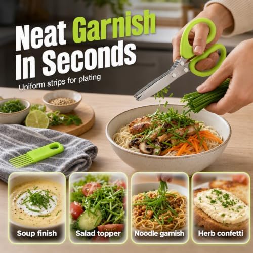 5-Blade Stainless Steel Herb Scissors for Chopping Basil,Chive,Parsley，Mix