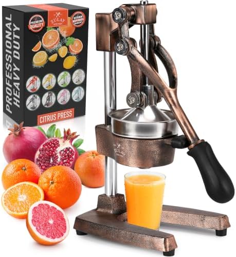Zulay Kitchen Cast Iron Juicer - Heavy Duty Orange Juicer with Detachable Strainers for Easy Cleaning, Citrus Press for Citrus Fruits, Perfect for Bartenders, Juice Lovers & Health Enthusiasts