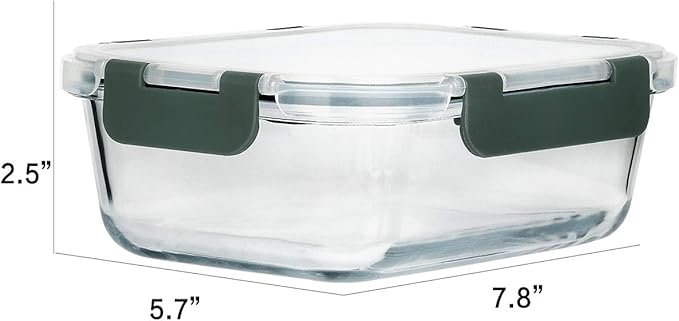 M MCIRCO 8 Pack,30 oz Glass Food Storage Containers with Lids, Gray | Glass Meal Prep Containers,Airtight Lunch Containers with Lids, Microwave, Oven, Freezer and Dishwasher Friendly, BPA Free