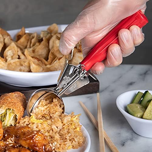 Carlisle FoodService Products 60300-24 Stainless Steel Portion Control Disher Scoop, 1.8 oz, Red