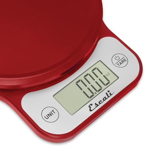 Escali Telero Digital Food Scale, High Precision Kitchen Scale for Cooking, Baking, Portion Control, Meal Prep, Weigh in Grams and Ounces, 11 lb Capacity, Red (T136)