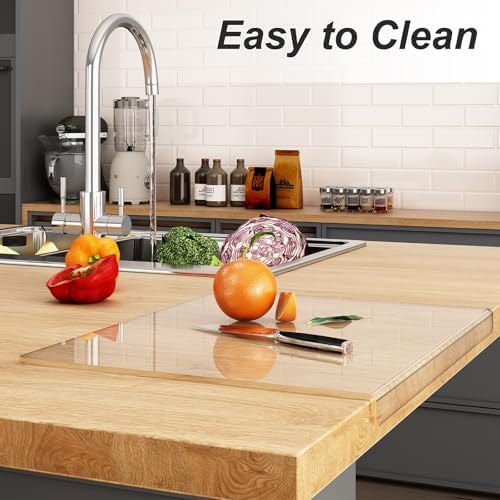 JJL Acrylic Cutting Board with Counter Lip, Anti-Slip, 30 x 20 Inches, Clear – Perfect for Cutting Bread, Meat, and Vegetables, Ideal Choice for Kitchen Countertop Décor