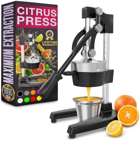 Cast Iron Juicer Hand Press, Heavy-Duty Squeezer (Black)