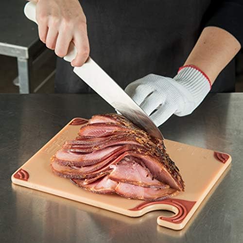 San Jamar Saf-T-Grip Plastic Cutting Board with Safety Hook, 9" x 12" x 0.375", Brown