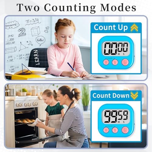 ZILLEEN Digital Kitchen Classroom Timers for Kids Cooking 6pcs MulticolorB
