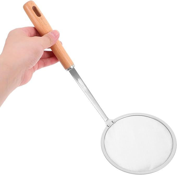 PRETYZOOM Stainless Steel Skimmer Spoon Colander Ladle Strainer Handle Oil Filtration Nut Milk Strainer