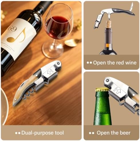 wine opener Professional Corkscrews for Wine Bottles w/Foil Cutter and Cap Remover -Wine Key for Servers, Waiters, Bartenders (Bull horns corkscrew (each with a different color))