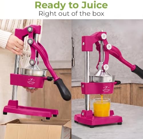 Zulay Kitchen Cast Iron Juicer - Heavy Duty Orange Juicer with Detachable Strainers for Easy Cleaning, Citrus Press for Citrus Fruits, Perfect for Bartenders, Juice Lovers & Health Enthusiasts