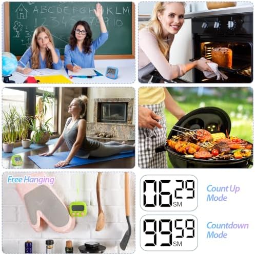 Weewooday 24 Pcs Digital Kitchen Timer Magnetic LCD Alarm, Blue, Green