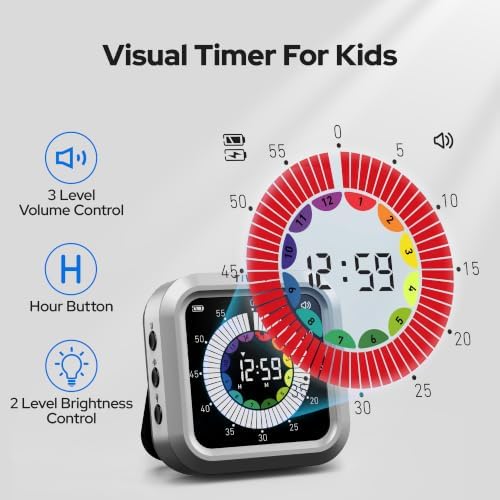 Visual Timer for Kids with Color Display Kitchen Timer 1500mAh Battery
